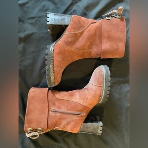 See By Chloe Brown Heeled Boots with Chunky Platform
